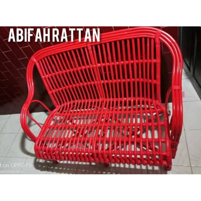 Sofa Rotan Asli 2 Seat / Natural Rattan Sofa Finishing Warna