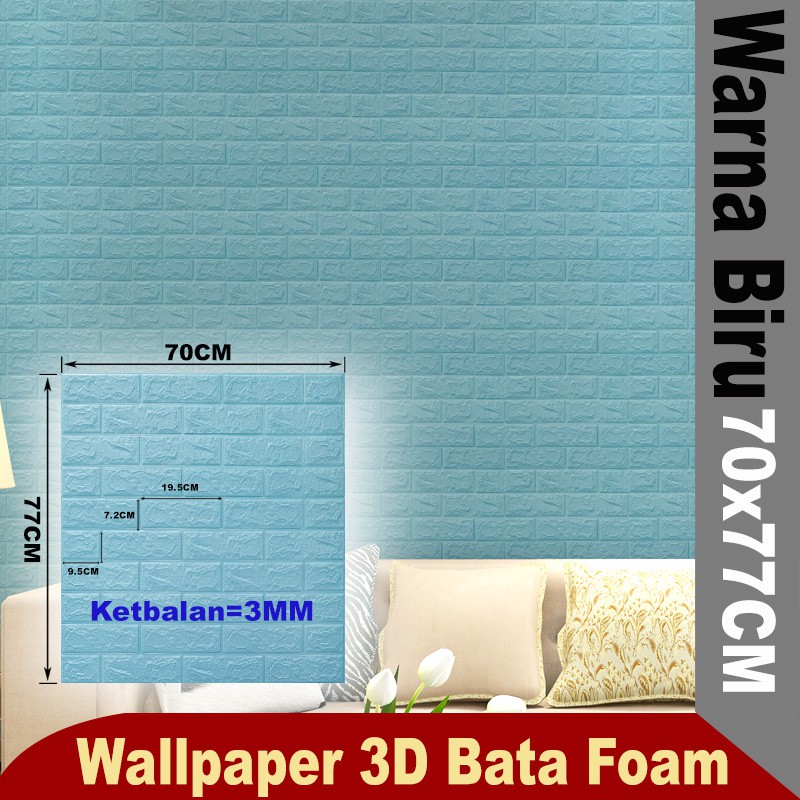 (Aimilo) Wallpaper Dinding 3D Foam Motif Batu Bata Walpaper 3D Foam Murah High Quality-AiW7-3  3MM 70x77CM