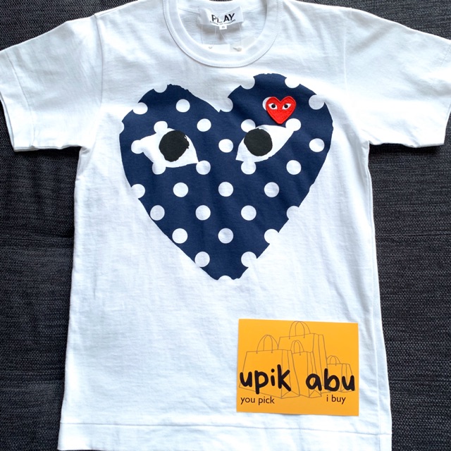 CDG PLAY TEE - polkadot mid Heart - MEN & LADIES