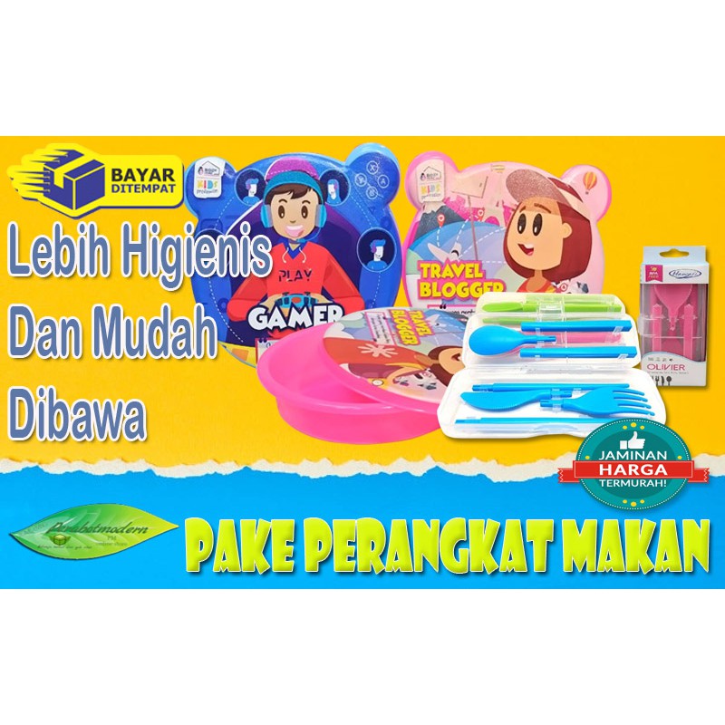 PAKET HEMAT LUNCH BOX BIGGY PANDA TW -LB30 & SENDOK SET GARPU SUMPIT HAWAII