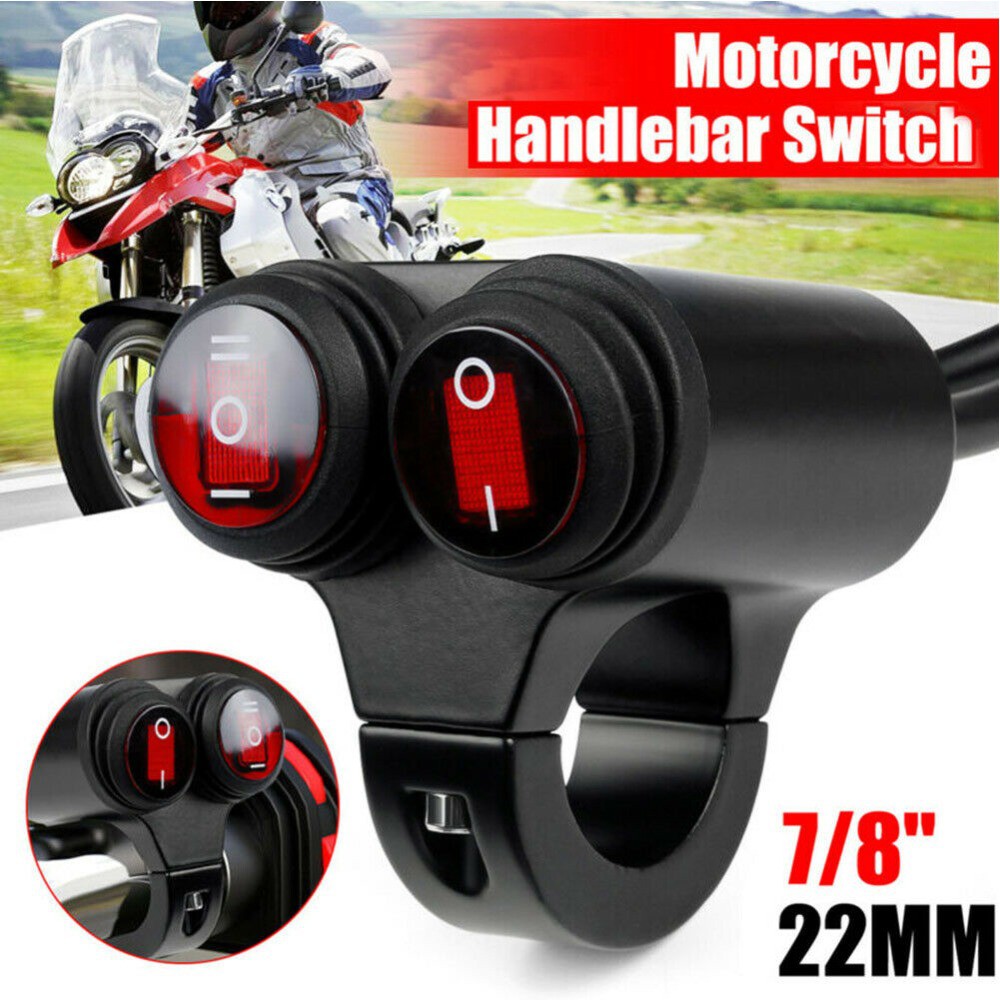 22mm Universal Motor Stang Switch Flameout Switch ON OFF Tombol untuk Moto Motor ATV Sepeda DC12V Hitam Grosir