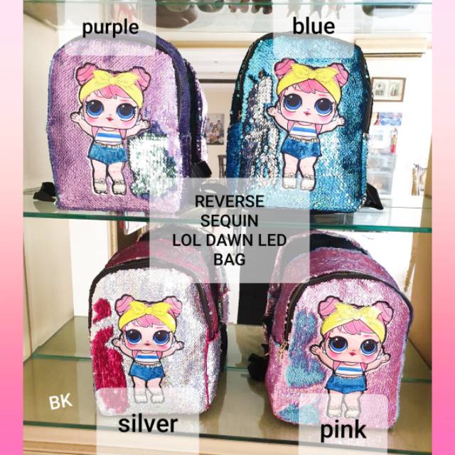 TAS SEQUIN LAMPU LED MOTIF UNICORN LOL / RANSEL LOL ANAK / TAS SEQUIN BERUBAH WARNA LOL UNICORN