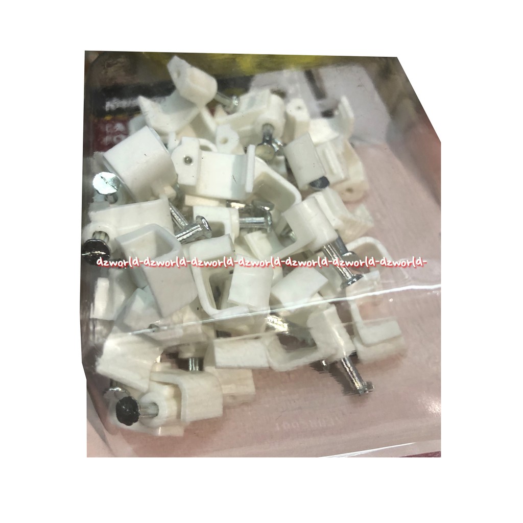 Krisbow Cable Clip For Hardware Plastic 50Pcs Paku kabel Untuk Merapikan Kabel Klip Kabel Organizer