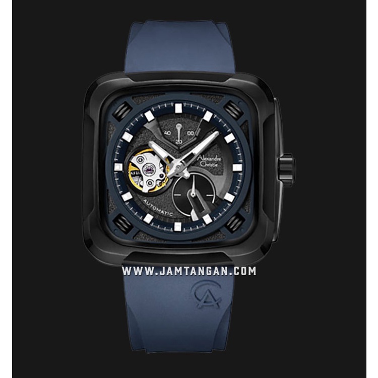 Alexandre Christie AC 6577 MA RIPBABU Automatic Open Heart Dial Blue Rubber Strap