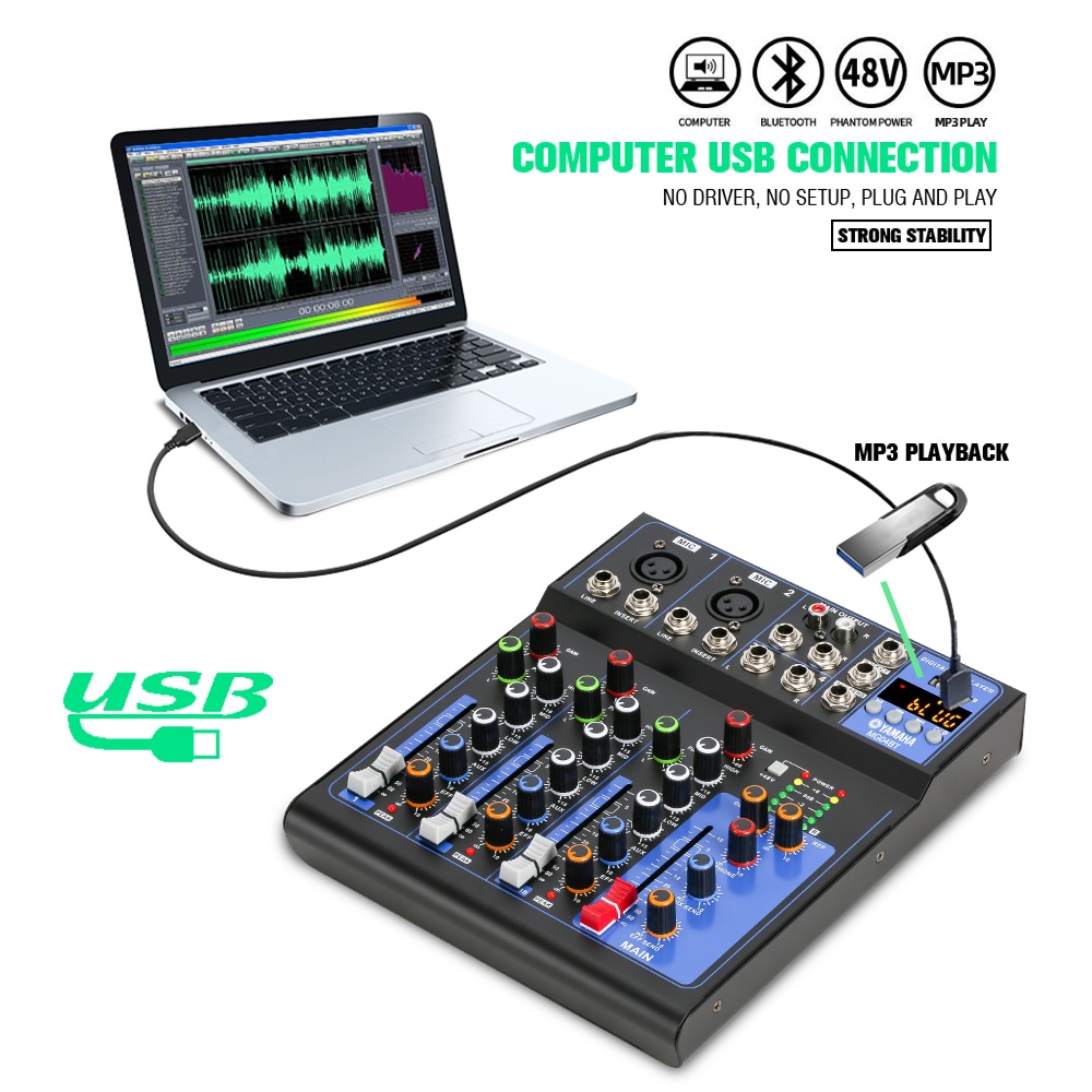 AUDIO MIXER mixer profesional 4-channel MG04BT mixer Penguat sinyal USB Penguat KTV Penguat kinerja panggung Penguat kinerja panggung