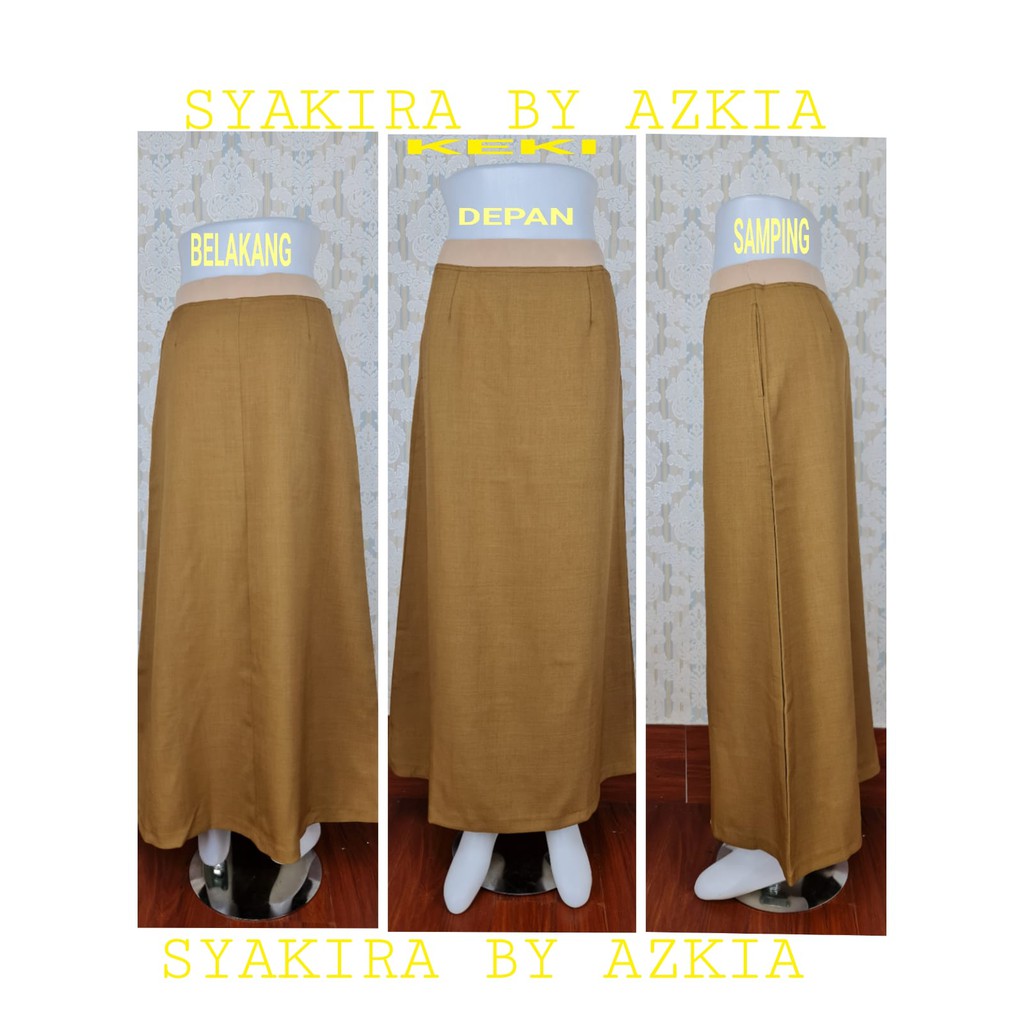 Rok Kerja Model A Full Karet warna khaki-cokelat susu-kuning-cokelat tua-dongker-hitam-Rok Wanita-Rok Kantor-Rok Kerja-Rok Kuliah-Rok untuk Formal