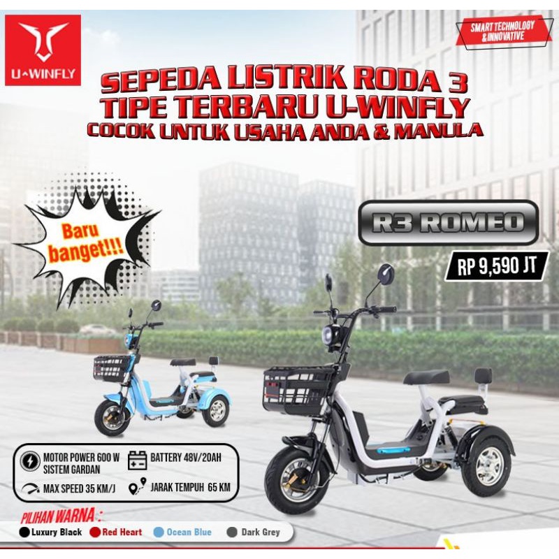 SEPEDA LISTRIK UWINFLY ROMEO RODA 3