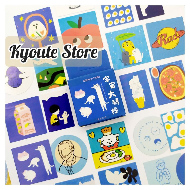 

Sticker 46 pcs Aesthetic Art Blue Sky Scrapbook DIY Bujo Diary Planner Tumblr