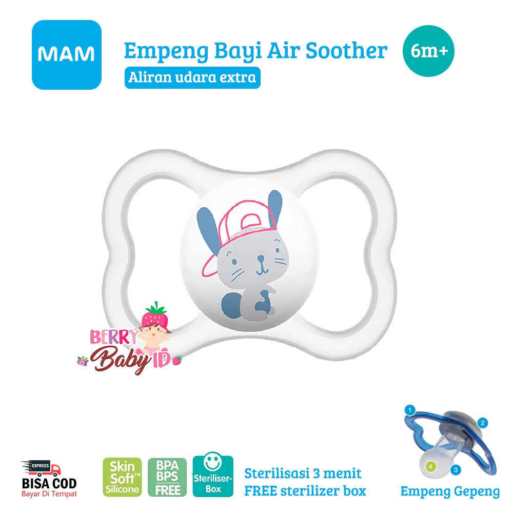 MAM Baby Empeng Bayi 6m+ Silikon Baby Air Soother Orthodontic Pacifier Berry Mart