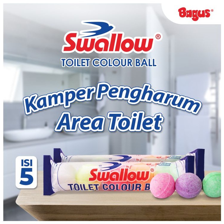 Kamper Swallow Toilet Colour Ball isi 5 pc pcs Kapur Baru Swalow Color Kamar Mandi Urinior Bola Bulat Warna Warni Balls isi5