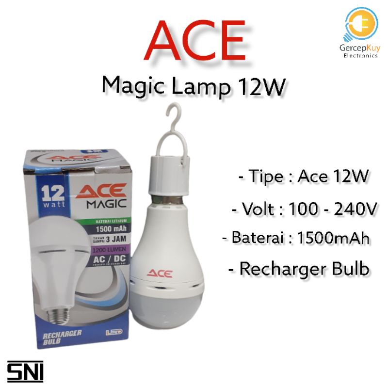 Lampu LED EMERGENCY ACE 12 Watt Putih E27