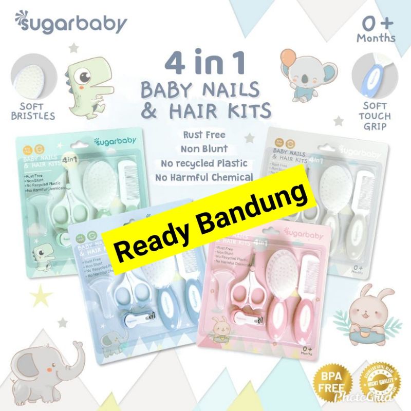 Sugar baby 4in1 Baby Nail &amp; Hair Kits (Perlengkapan Perawatan Kuku dan Rambut Bayi 4in1) Babycare set