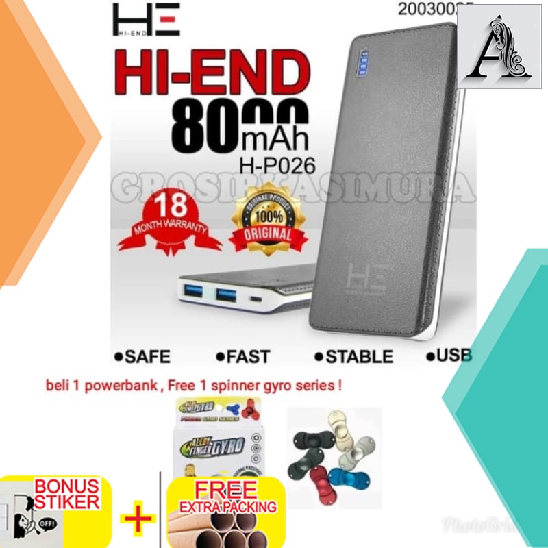 

Promo Powerbank Hi END 8000mAh FAST CHARGING Power Bank Get the Ori Quality - FREE SPINNER