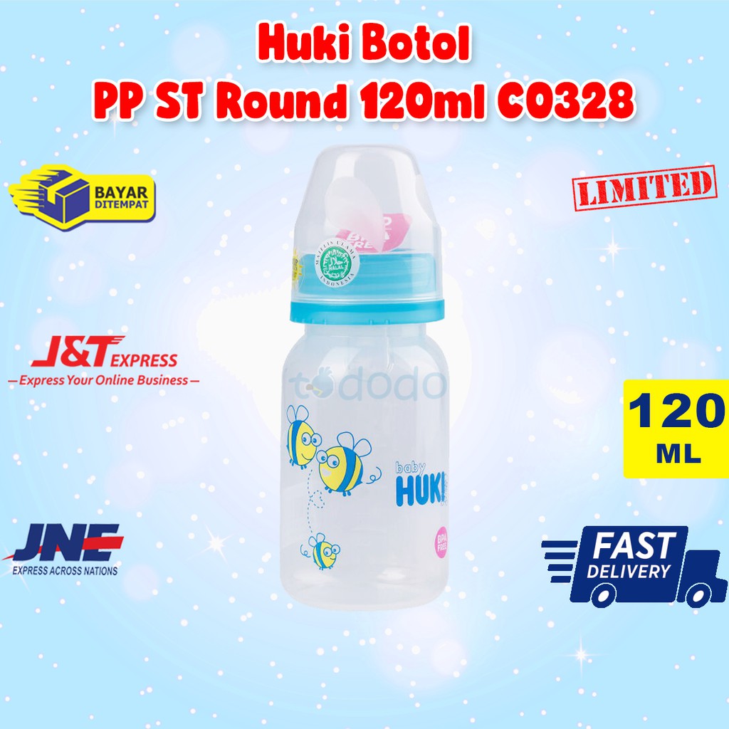 Huki Botol PP ST Round 120ml C0328 - Botol Susu