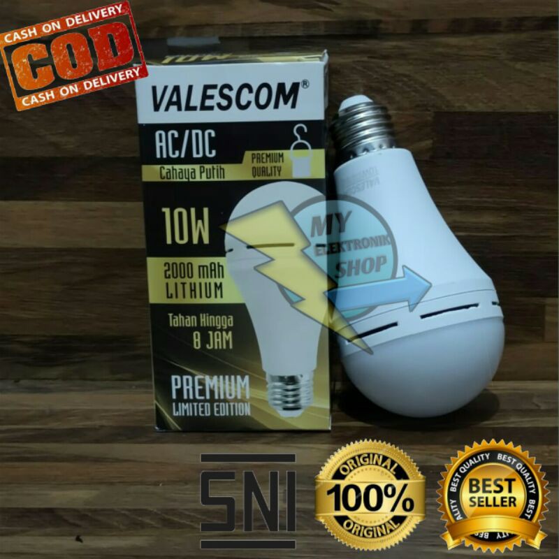 Bohlam Emergency/Lampu ajaib LED VALESCOM/PROBEST 10Watt AC/DC Tahan 8 jam LIMITED EDITION