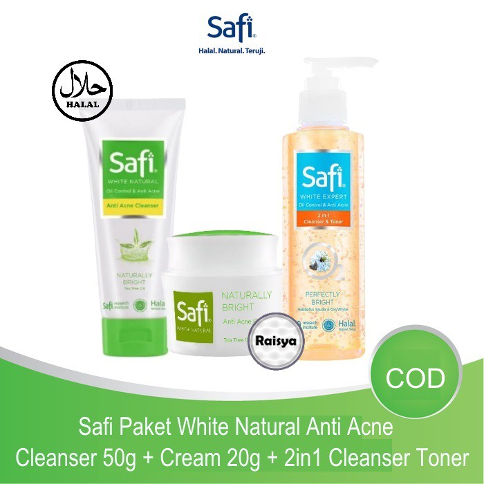 Safi Paket White Natural Anti Acne Cleanser / Cream / 2in1 Cleanser Toner