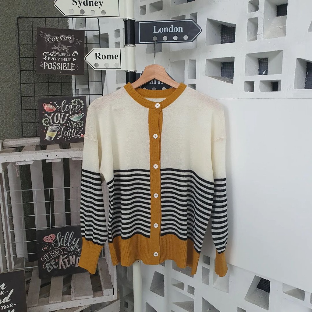 Outwear Wanita Trendy Terbaru Sweater Enzie Blaster Bahan Rajut Korean Style