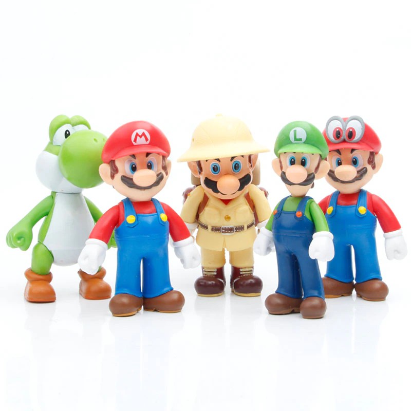 Super Mario Bros Figure and Friends Topper Kue Pajangan Mainan