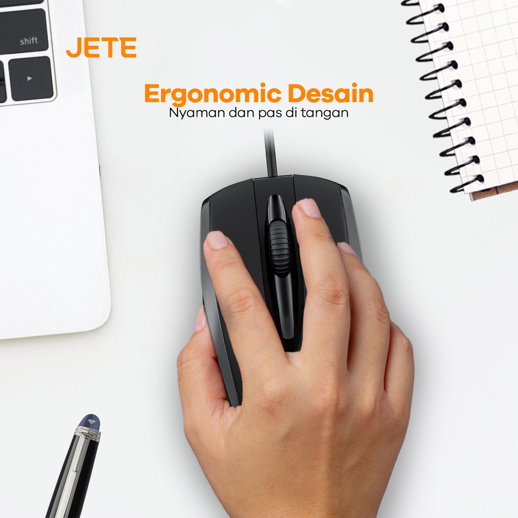 Wired Mouse JETE MO2 1000 DPI Ergonomis Design - Garansi 2 Tahun