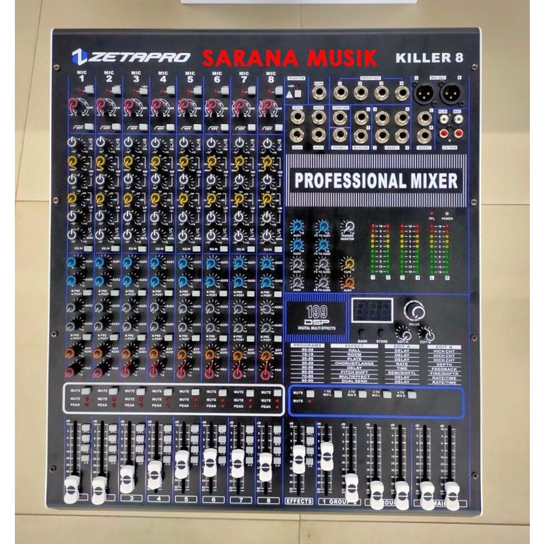 Mixer Zetapro Killer-8 Original 8 Channel Zetapro Killer8 Killer 8 Mixer 199 DSP Effect