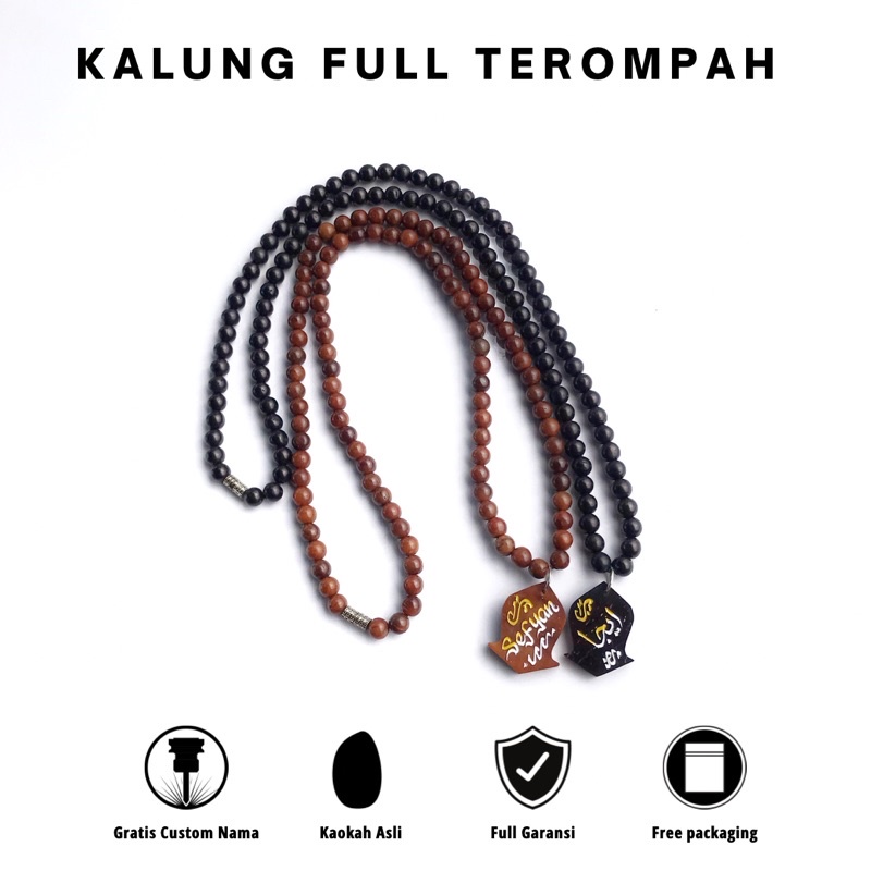 Kalung Nama Pria Wanita Custom Terompah Ukir Full Butir Kaokah Koka Asli kaukah Kokka Kaoka