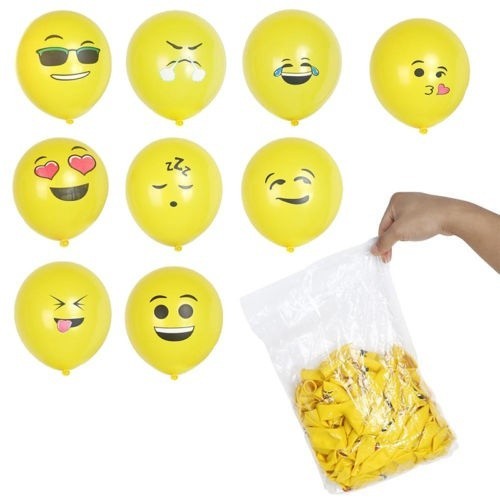 [HOT DEALS] 10Pcs Balon Latex Motif Emoji Smiley Face untuk Dekorasi Pesta Ulang Tahun / Pernikahan