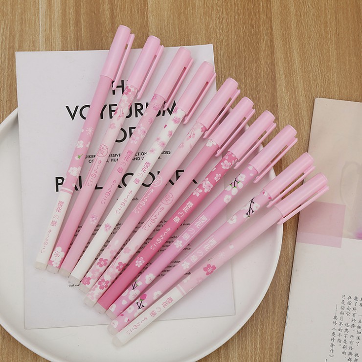 PENA PULPEN GEL MOTIF GAMBAR BUNGA SAKURA LUCU IMUT / BOLPEN PEN GEL KARAKTER PN059 (VICTORIA)