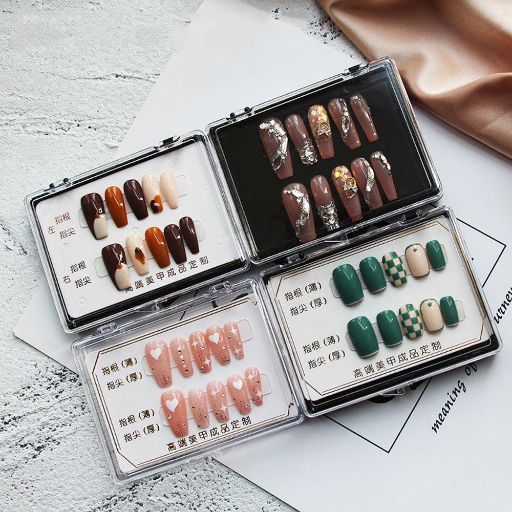 Needway Kotak Penyimpanan Kuku Transparan High-end Persegi Panjang Clamshell Kotak Hadiah Menunjukkan Rak Perhiasan Case Tray Case Transparan Persegi Kotak Flip