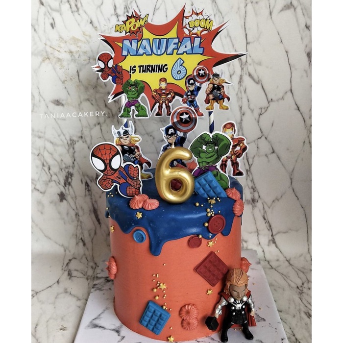 Topper Cake Birthday Avengers Custom