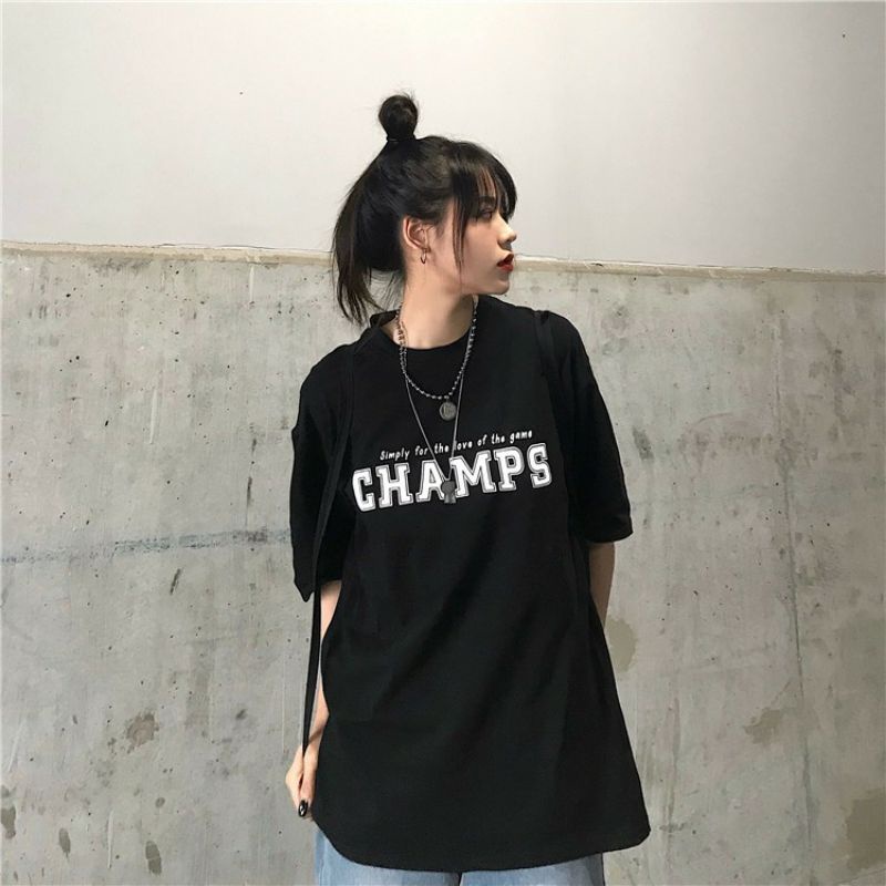 M - XXXXXL(6XL) Kaos CHAMPS BIGSIZE OVERSIZE Pria Wanita L XL 2XL 3XL 4XL 5XL Cotton Combed Korean Style T Shirt Jumbo