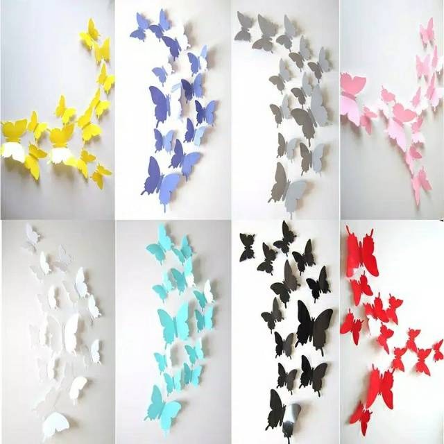 CC (DK07) Termurah 3D WALL STICKER BUTTERFLY / isi 12pcs stiker kupu kupu 3D kualitas import