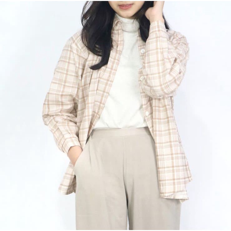 BEFAST - ZEC OOTD Kemeja BUNA / Clova Shirt / Kemeja Wanita Terbaru / Pakaian Casual Wanita / Kem Bisa Di Jadikan Outer / Fashion Wanita Ala Korean Style / Hem Motif Kotak-Kotak / Trendy / Kemeja Lengan Panjang