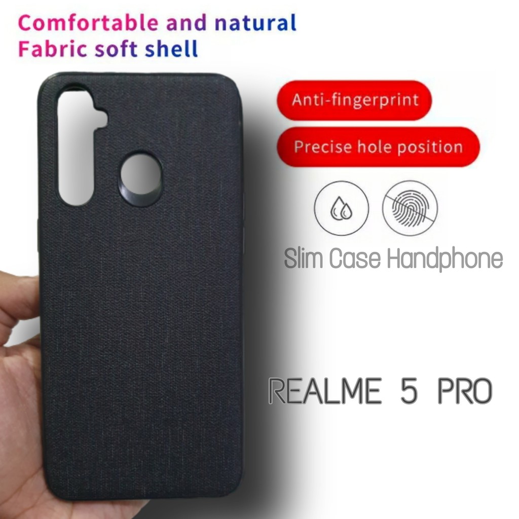 PROMO Case Kain REALME 5 PRO Hard Case Cloth Matte Phone Case Breathable