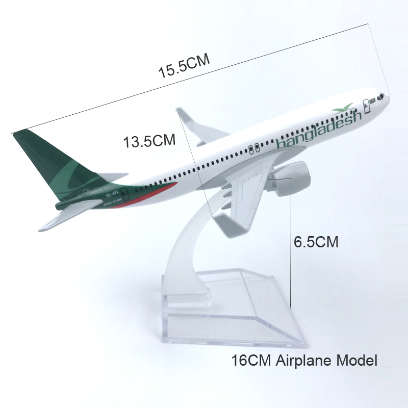 Bangladesh B737 Boeing 737 Model Pesawat Terbang Bahan Metal Ukuran 16CM Untuk Dekorasi / Hadiah