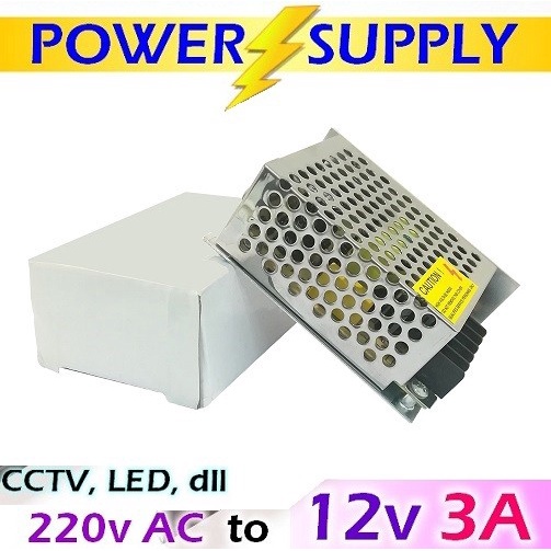 Power Supply 12v 3A Jaring CCTV LED AC 220v to DC 12v 3A Adaptor PSU Lampu Led Switching