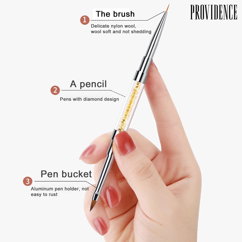 Providence Nail Pen Double Head Rhinestone Penholder Fashion Design Drawing Line Rhinestones Pen Nail Art Brush for Female