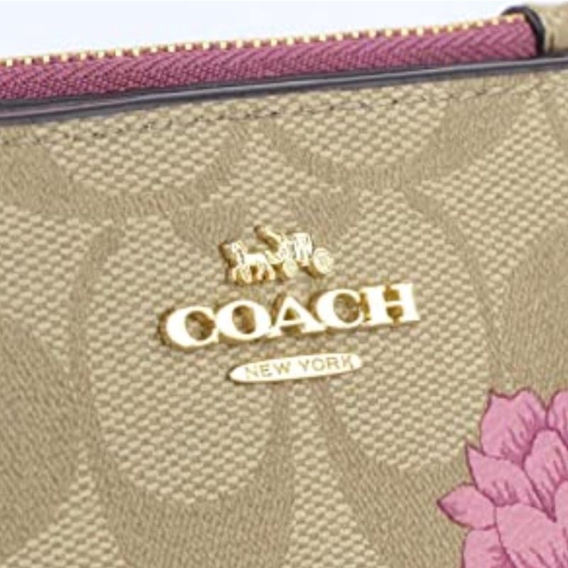 Coach Snap Card Case In Signature Canvas With Prairie Rose Print(2413)