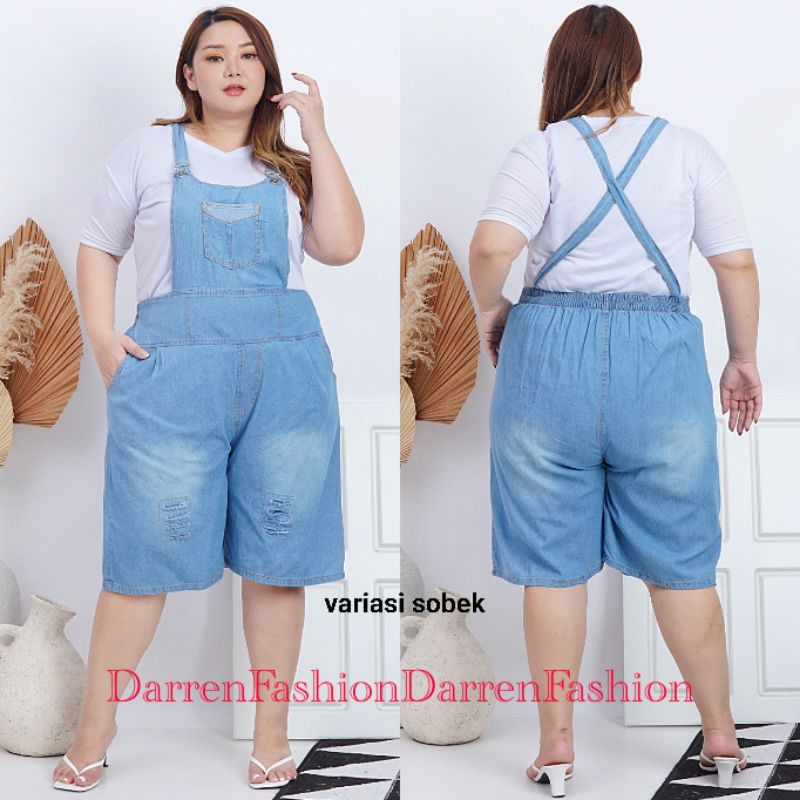 Celana Pendek Overall Jeans Denim Jumbo