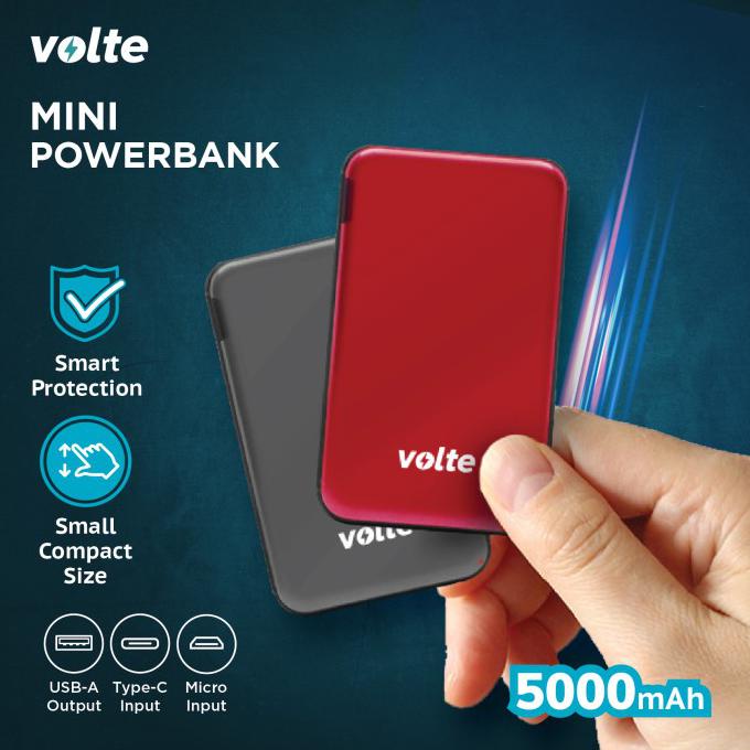 Kualitas Terbaik] Volte Gris / Volte Roha Pocket Powerbank 5.000 Mah - Abu-Abu