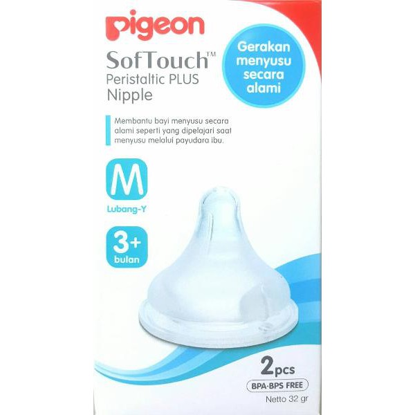 PIGEON DOT Peristaltic Plus isi 2 Pcs dgn Box / Nipple Botol Wide Neck Size L / M / S / SS SofTouch