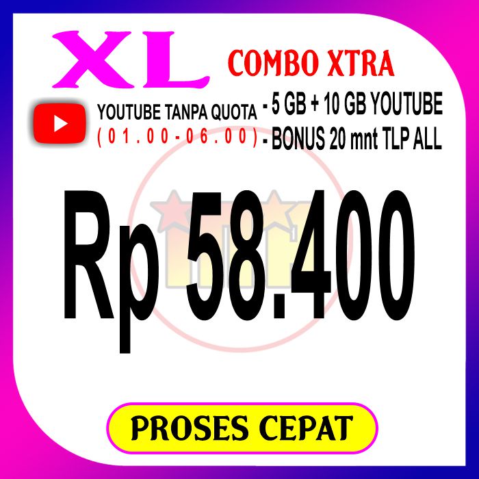 PAKET DATA KUOTA INTERNET XL EXTRA COMBO MANTAP INJECT YOUTUBE TANPA QUOTA 10 20 30 40 70 GB MURAH