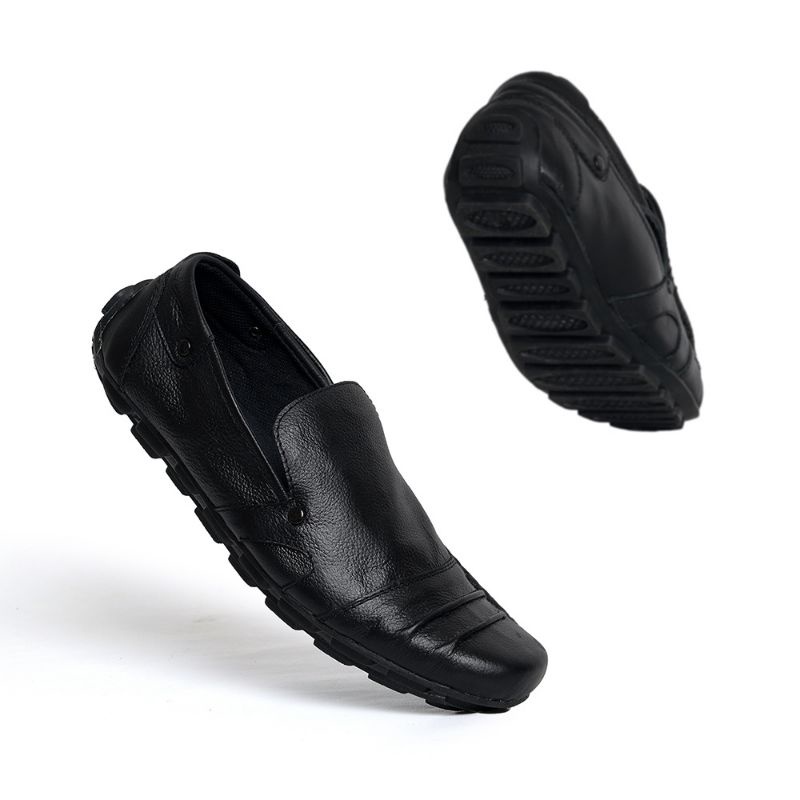 Best Product - Sepatu Pantofel Hitam Pria Crocodile Tanpa Tali Pendek Kulit Swedian Formal Kerja