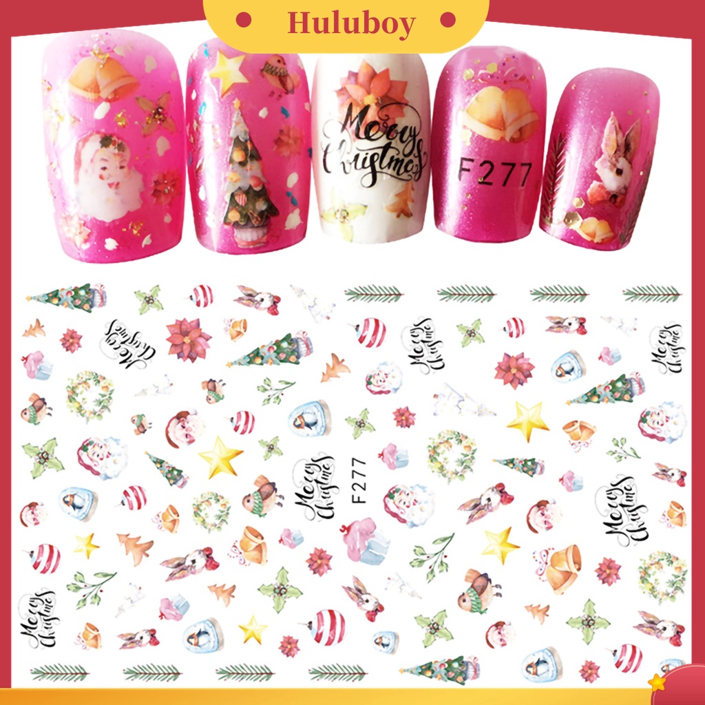 Huluboy Huluboy♡ Stiker Kuku Motif Natal Untuk Dekorasi Nail Art