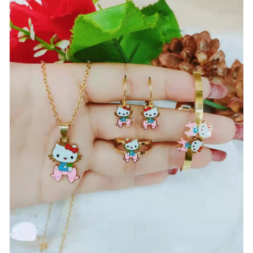 Titanium Set Anak Perhiasan Fashion GAELANG/Anting/Kalung/Cincin B123-124