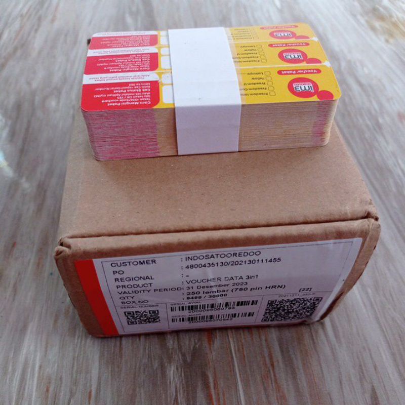 ( 1BOX ISI 750SN ) VOUCHER KOSONG / ZERO INDOSAT 1IKAT 150SN