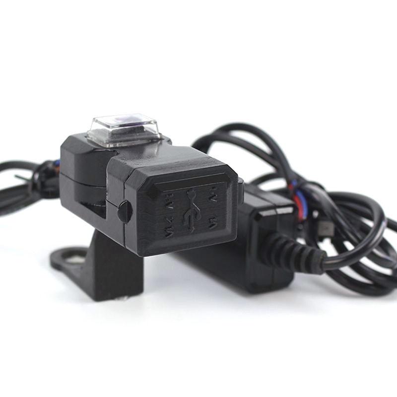 {LUCKID}Waterproof Dual USB 12V Motorcycle Handlebar Charger Socket w/ Switch &amp; Mounts