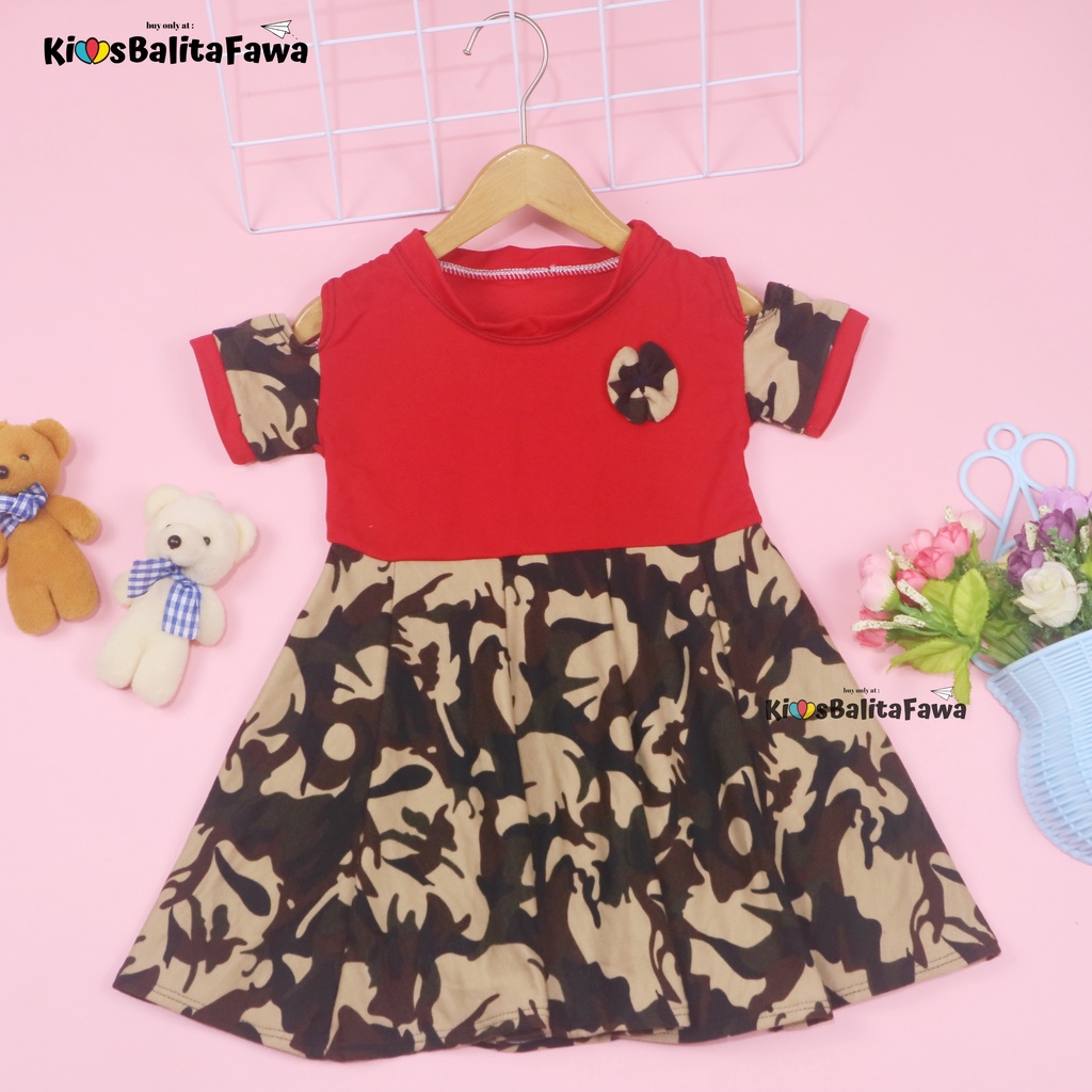 Dress Naura uk 1-2 Tahun / Balita Anak Perempuan Murah Dres Lengan Pesta Kaos Baju Motif Gaun Lucu