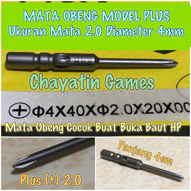 Mata Obeng Bor Listrik model Plus ukuran 2.0mm - 2.0 mili Diameter 4mm