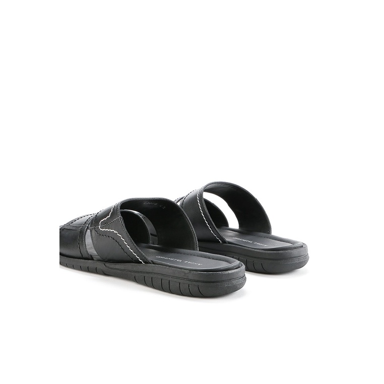 SANDAL SLIDE KULIT ANDRE VALENTINO PRIA ORIGINAL CASUAL HITAM AVM21