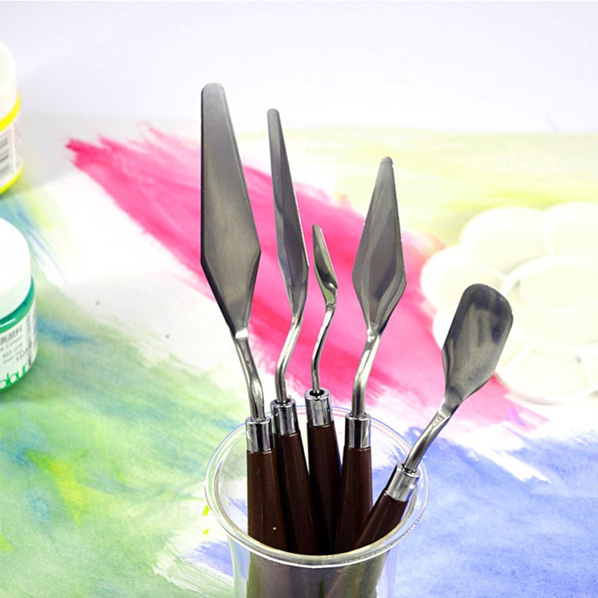 

H7Y ISI 5PCS Pisau Palet / Painting Knife / Paint Knife / Spatula Dekorasi Kue Lukis Ukir Palette